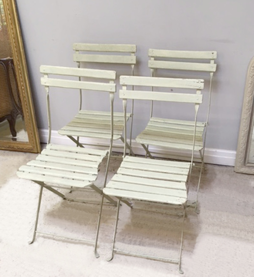 OLD FRENCH SET OF 4 BISTRO CHAIRS